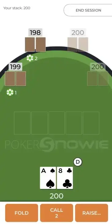 PokerSnowie　スマホ　プレイ画面
