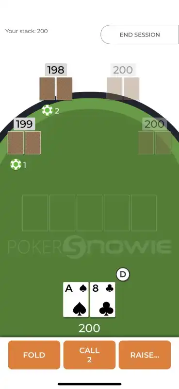 PokerSnowie　スマホ　プレイ画面